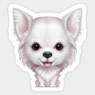 White Long Coat Chihuahua Dog Sticker